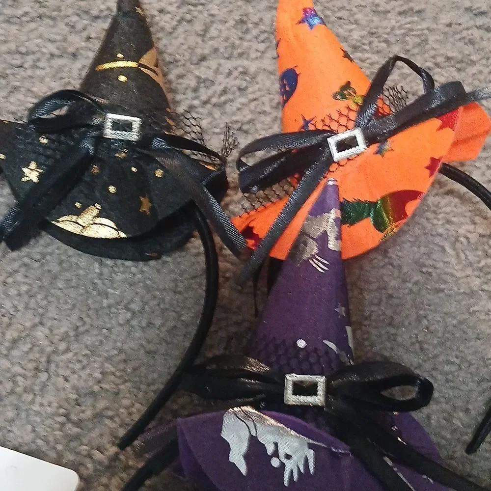 Halloween witches headbands for girls or women purple black orange NEW
